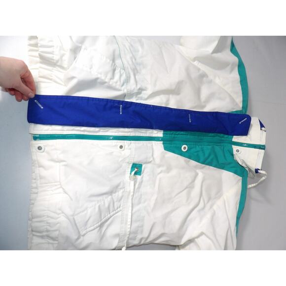 Vintage Izzi Winter Jacket Puffer Womens Large 12/14 White Blue Teal 80s 90s - Picture 10 of 16